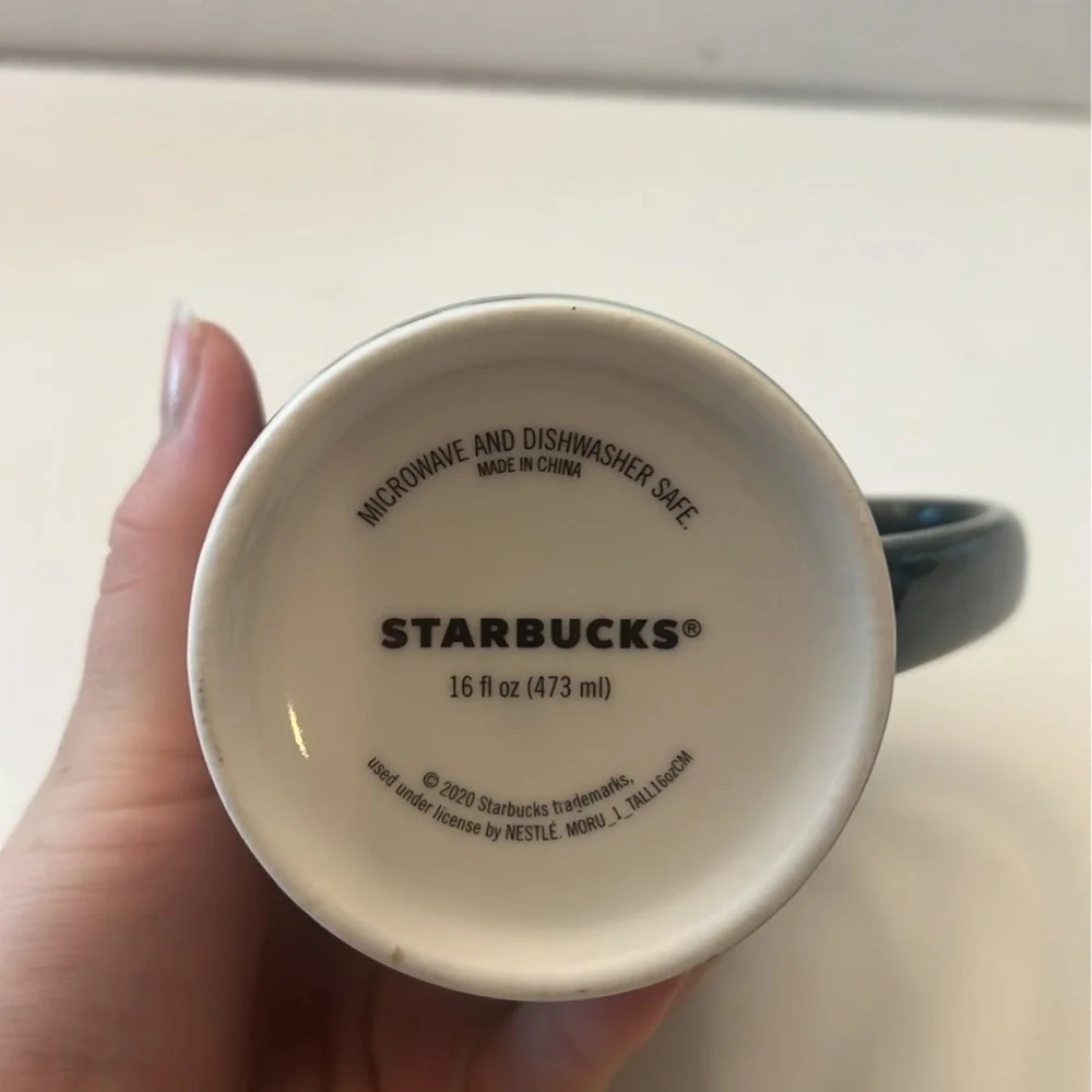 Starbucks 2020 16 oz Coffee Mug Holiday Christmas Green Red